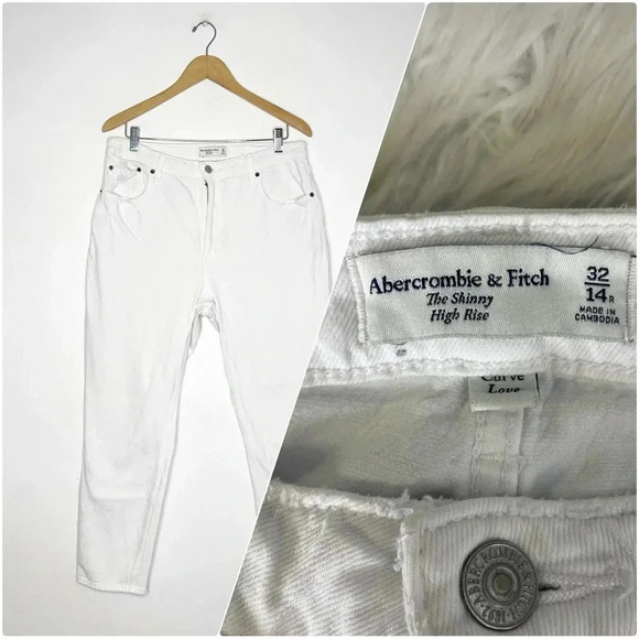 Abercrombie & Fitch The Skinny Leg High Rise Curve Love White Jeans Size 32 / 14 - Picture 8 of 8